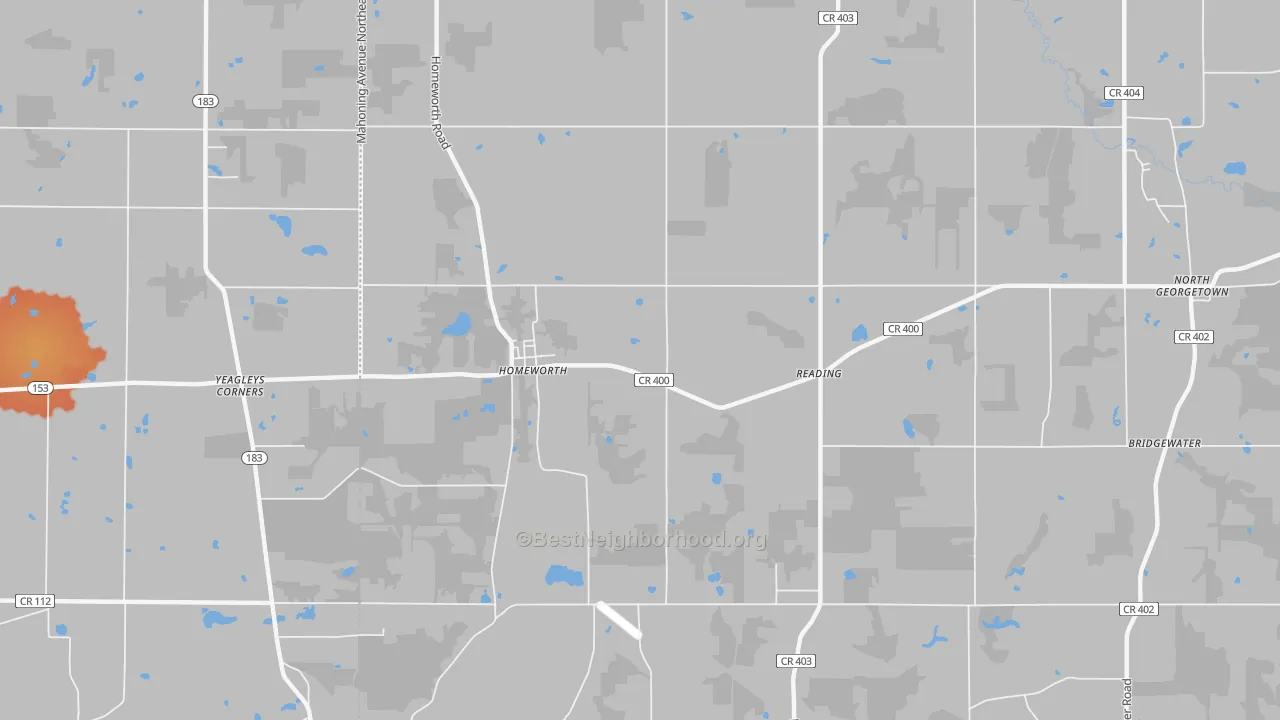 Bike Grade map of Homeworth, OH