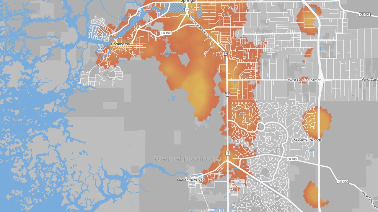 Bike Grade map of Homosassa, FL