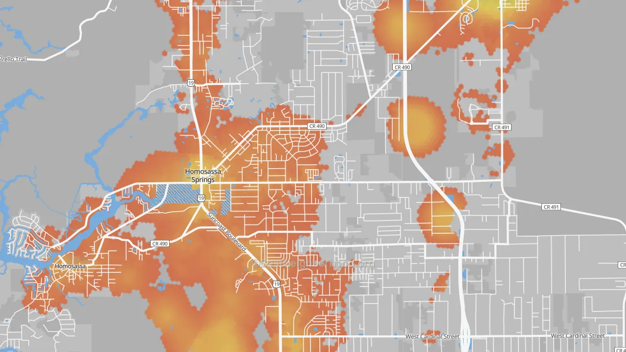 Bike Grade map of Homosassa Springs, FL