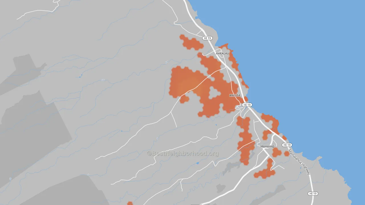 Bike Grade map of Honaunau, HI