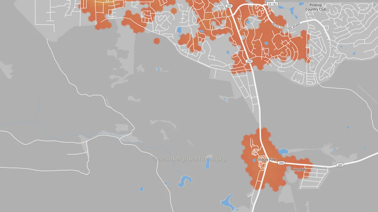 Bike Grade map of Hondah, AZ