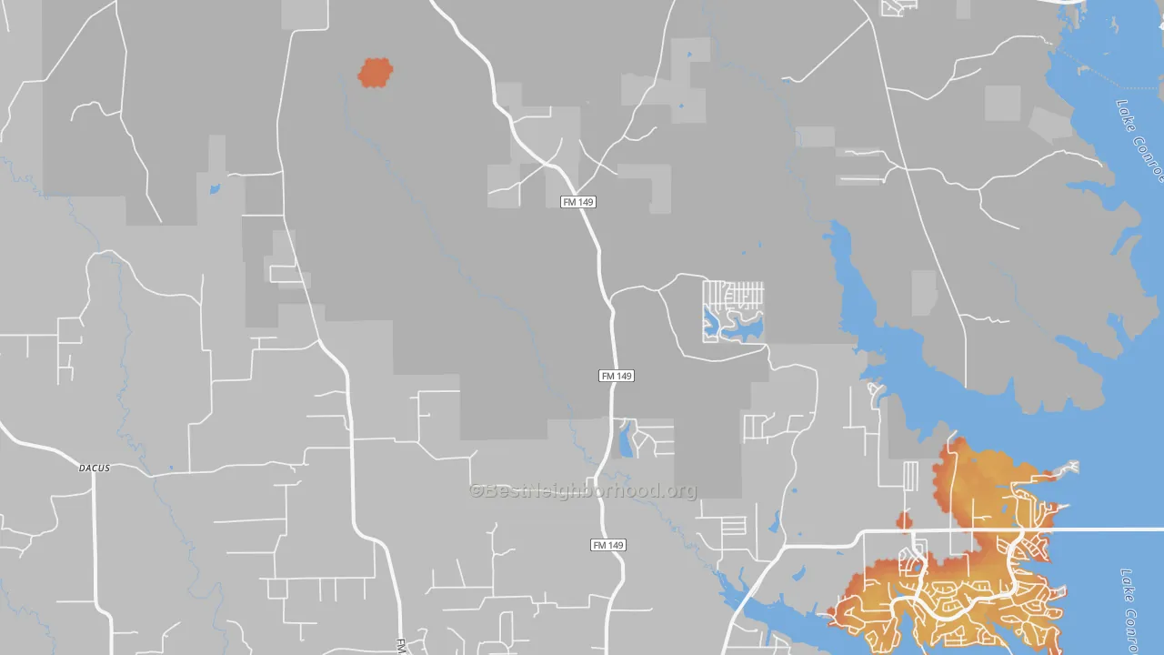 Bike Grade map of Honea, TX