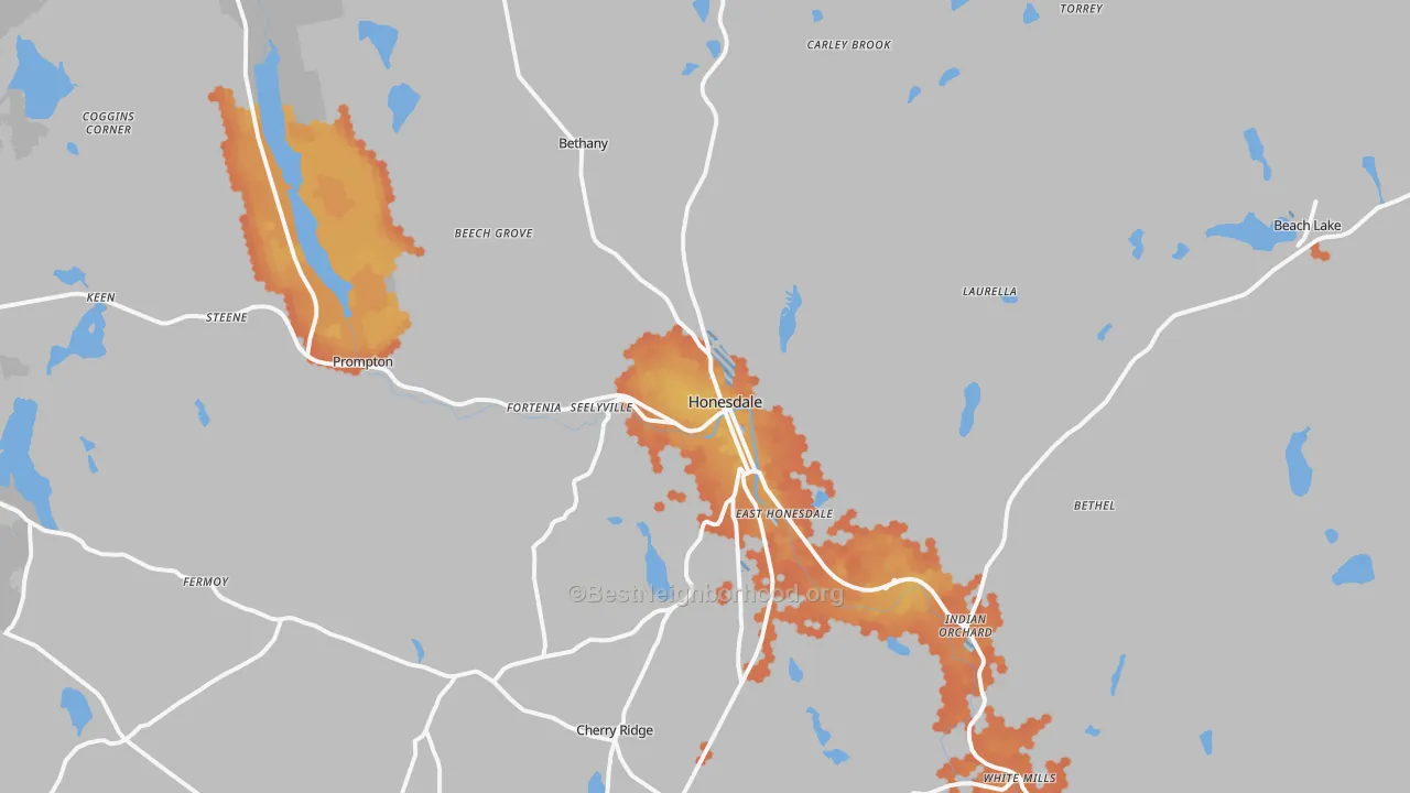 Bike Grade map of Honesdale, PA