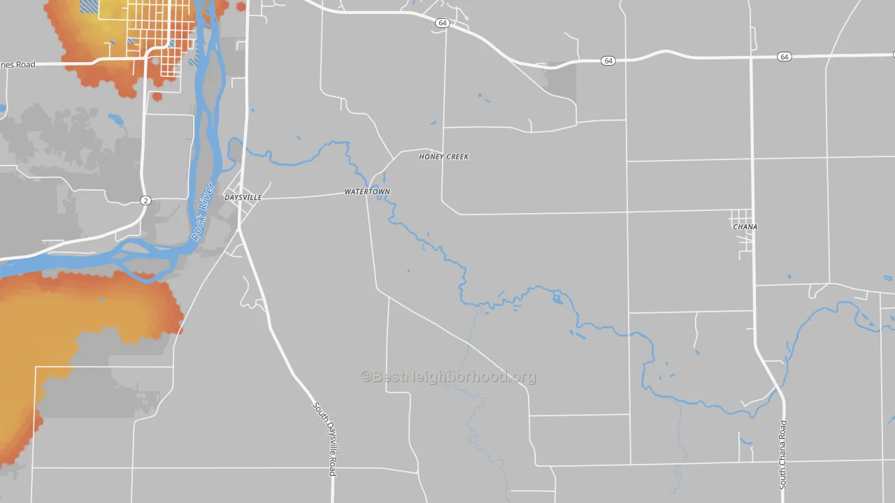 Bike Grade map of Honey Creek, IL