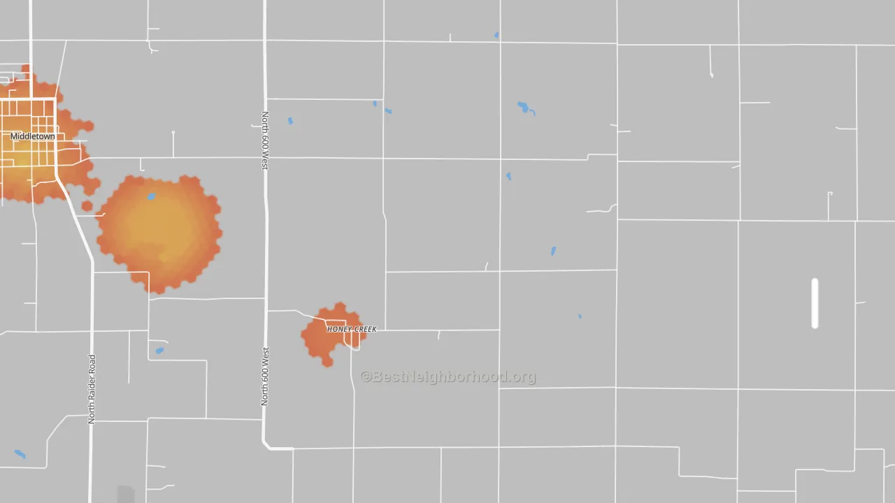 Bike Grade map of Honey Creek, IN