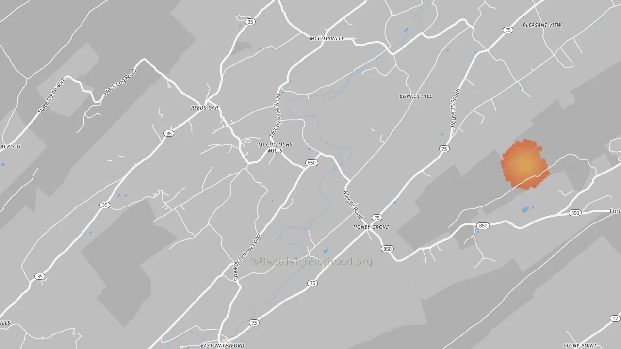 Bike Grade map of Honey Grove, PA