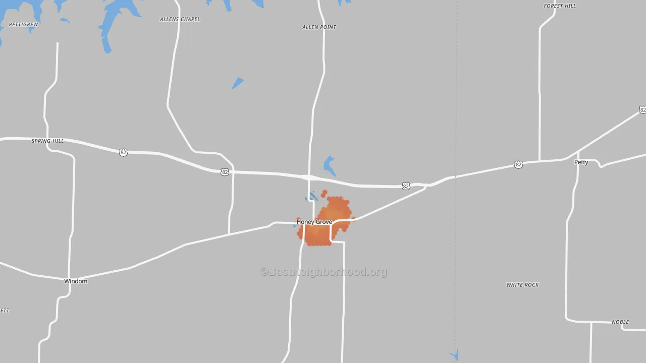 Bike Grade map of Honey Grove, TX