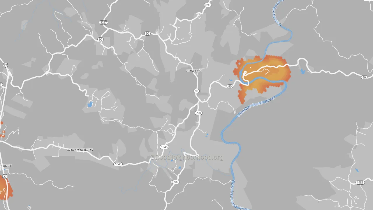 Bike Grade map of Honeybee, KY