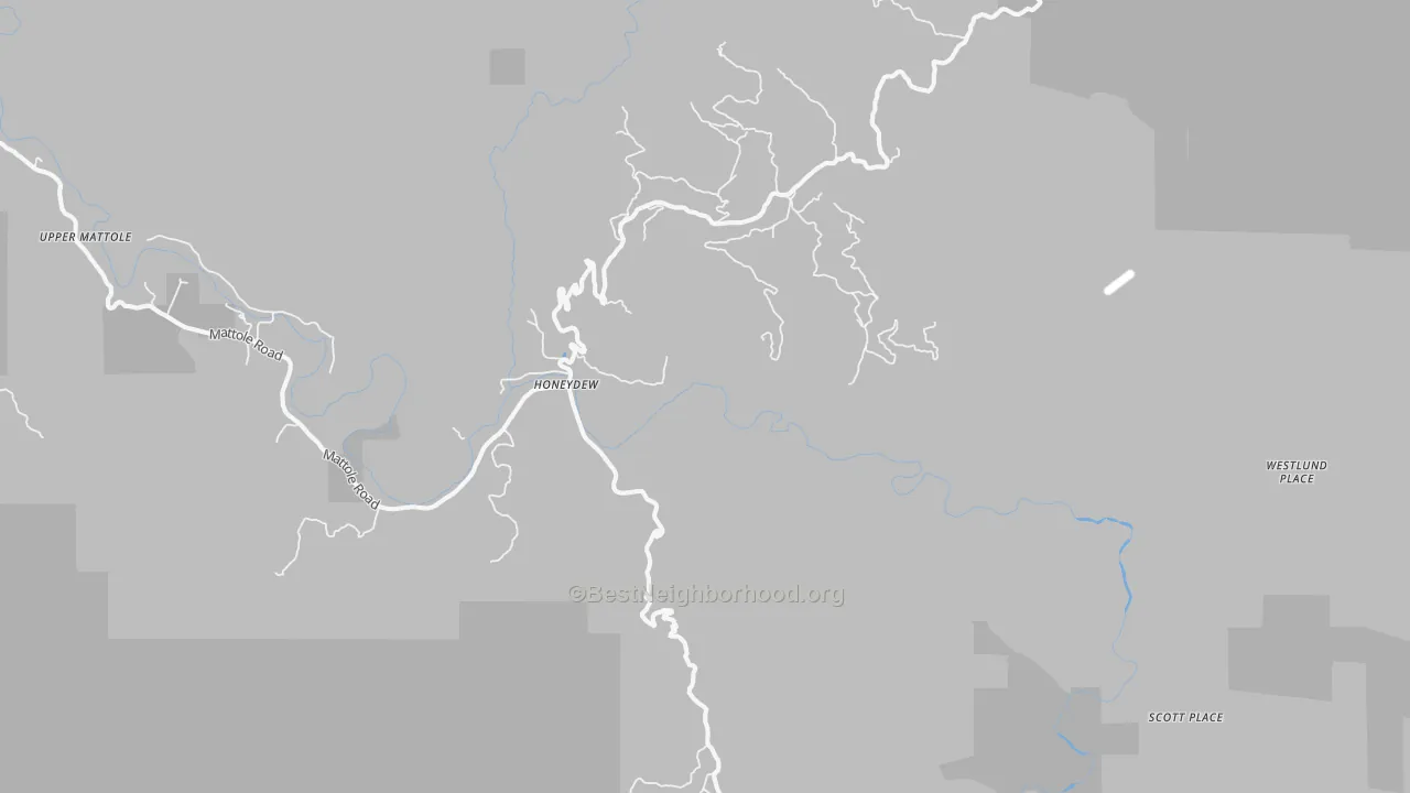 Bike Grade map of Honeydew, CA