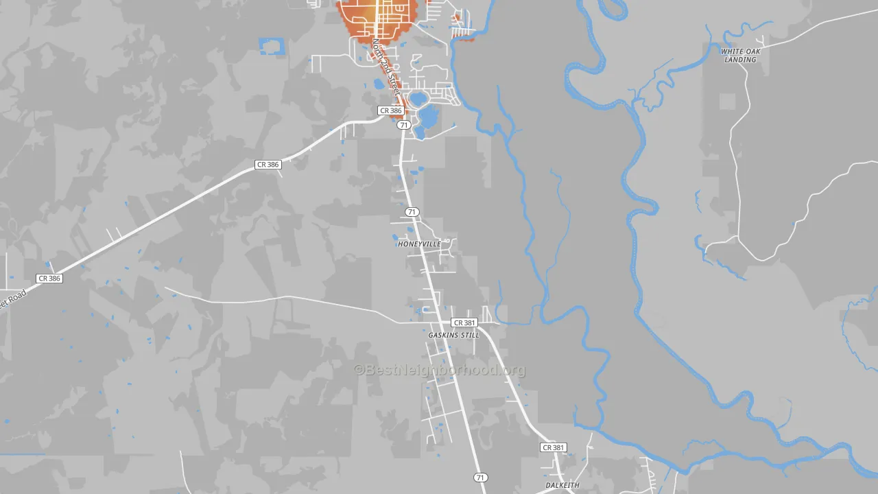 Bike Grade map of Honeyville, FL