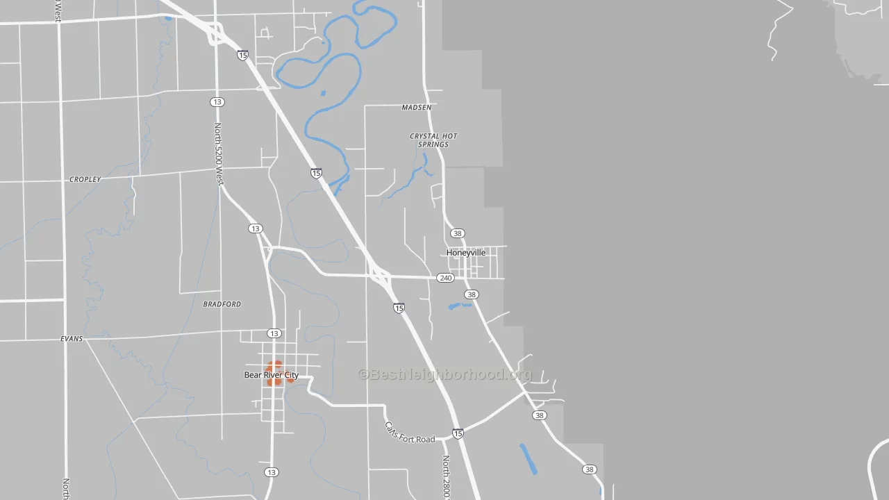 Bike Grade map of Honeyville, UT