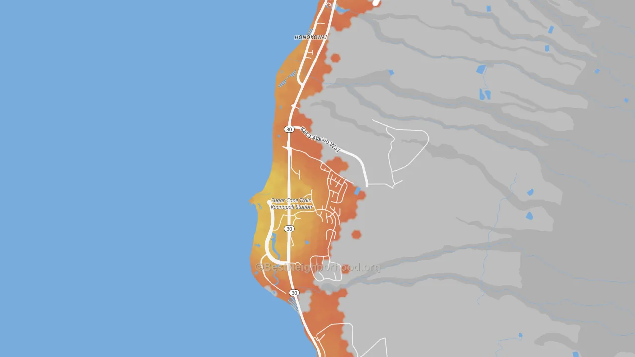 Bike Grade map of Honokowai, HI