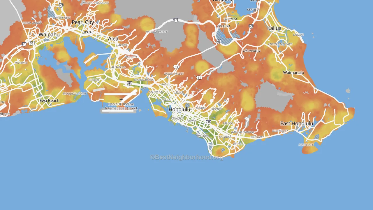 Bike Grade map of Honolulu, HI