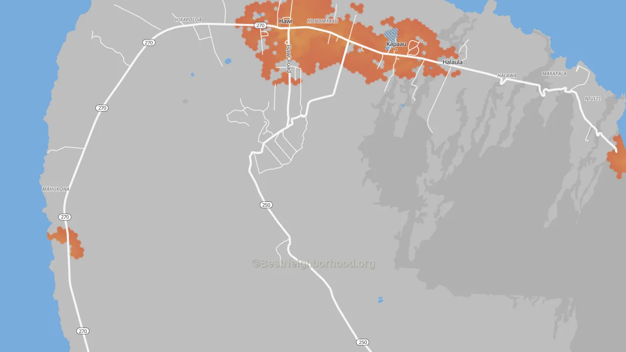 Bike Grade map of Honomakau, HI