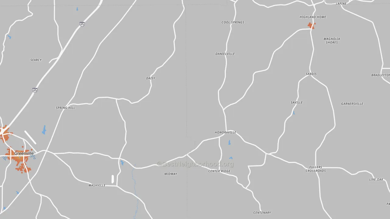 Bike Grade map of Honoraville, AL