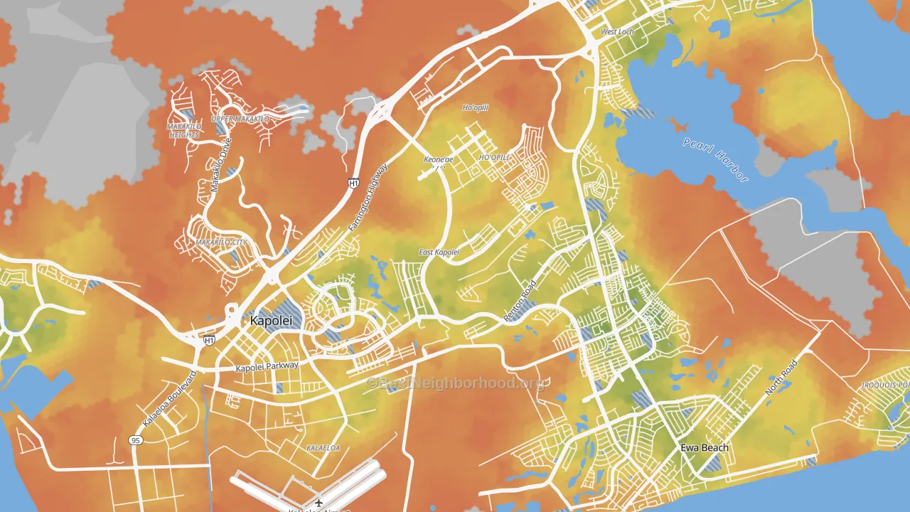 Bike Grade map of Honouliuli, HI