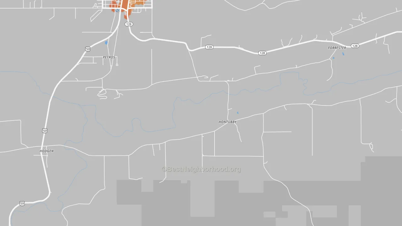 Bike Grade map of Hontubby, OK