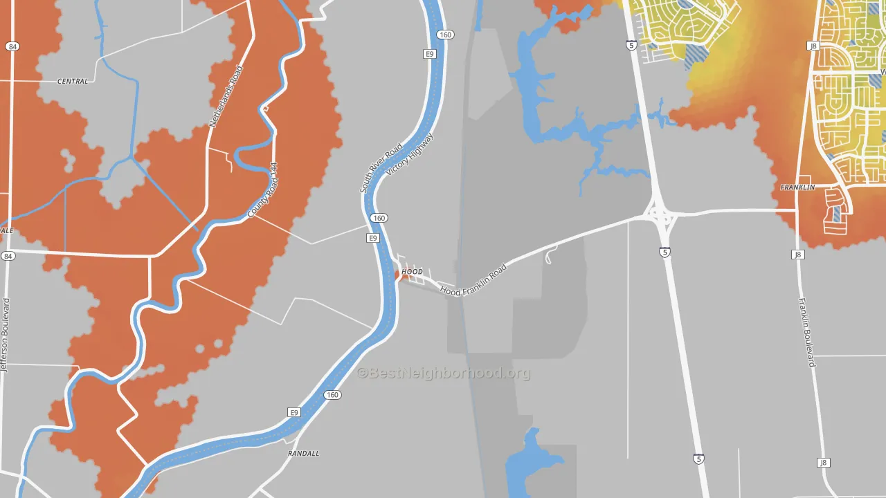 Bike Grade map of Hood, CA