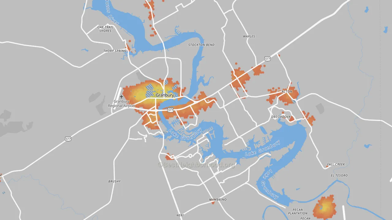Bike Grade map of Hood County, TX