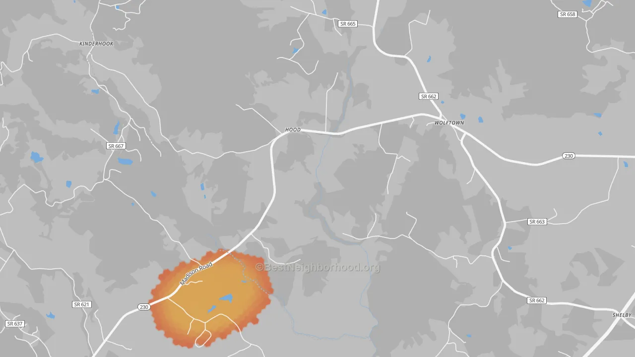 Bike Grade map of Hood, VA