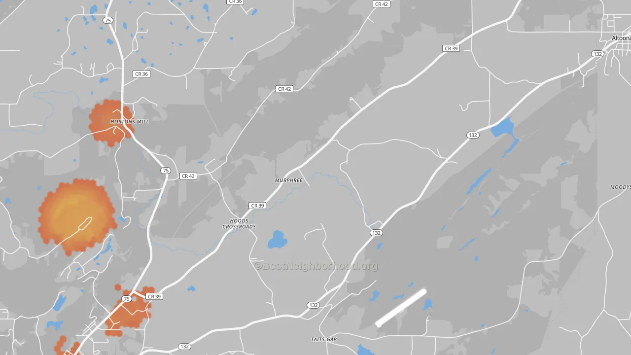 Bike Grade map of Hoods Crossroads, AL