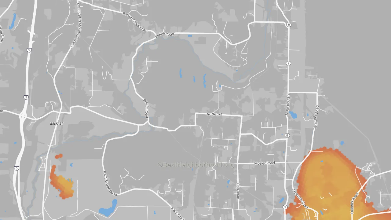 Bike Grade map of Hoogdal, WA