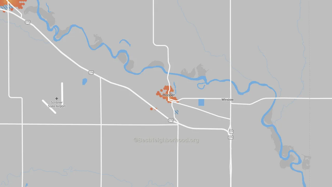 Bike Grade map of Hooper, NE