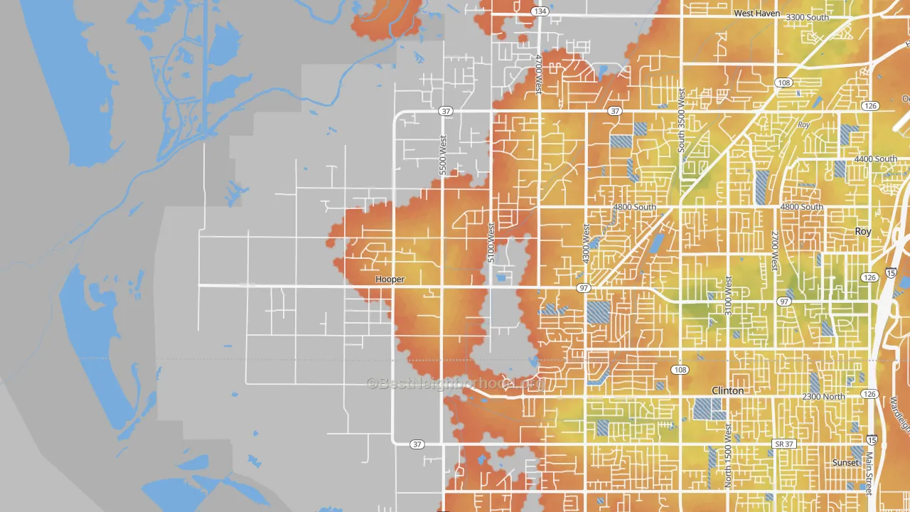 Bike Grade map of Hooper, UT