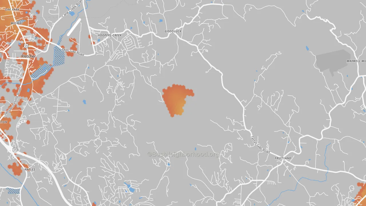 Bike Grade map of Hoopers Creek, NC