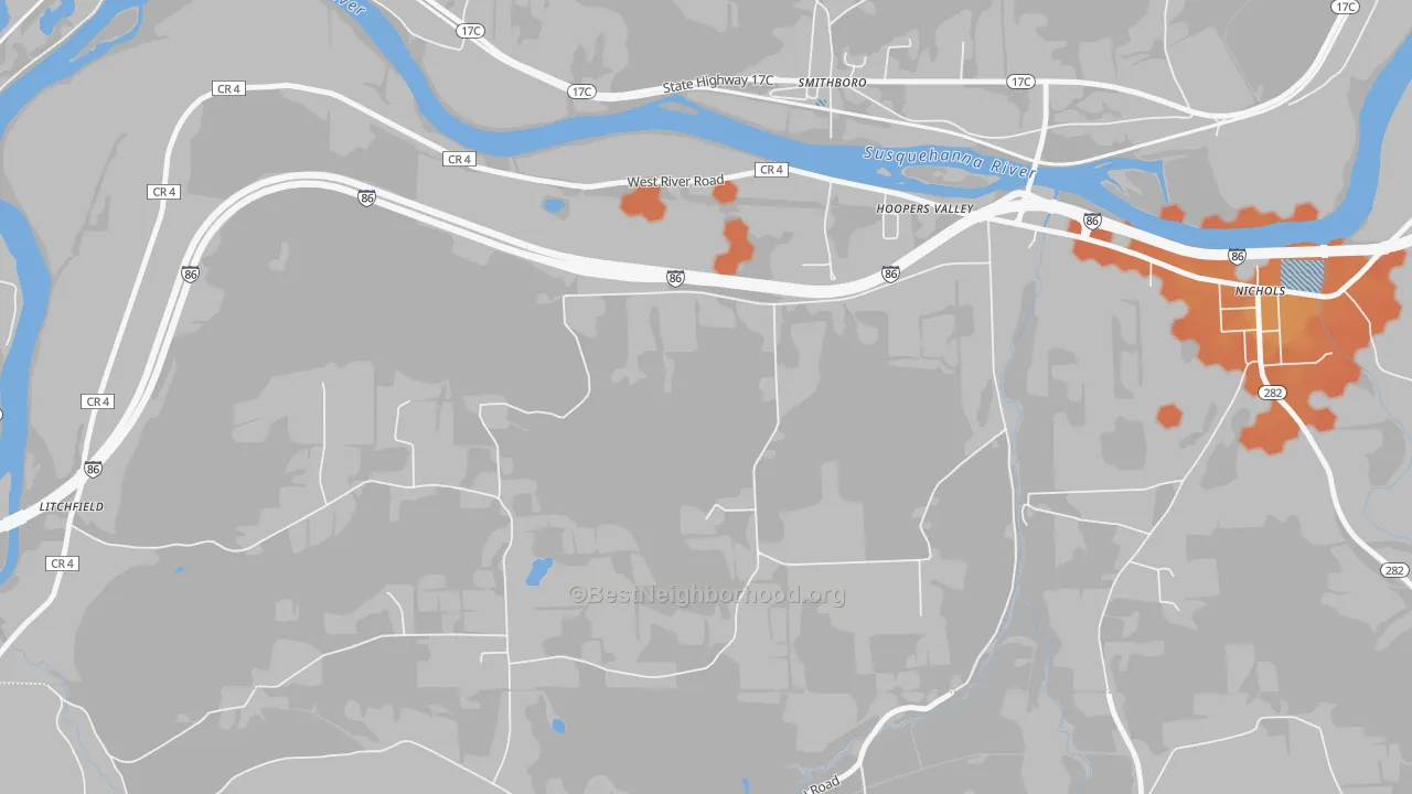 Bike Grade map of Hoopers Valley, NY