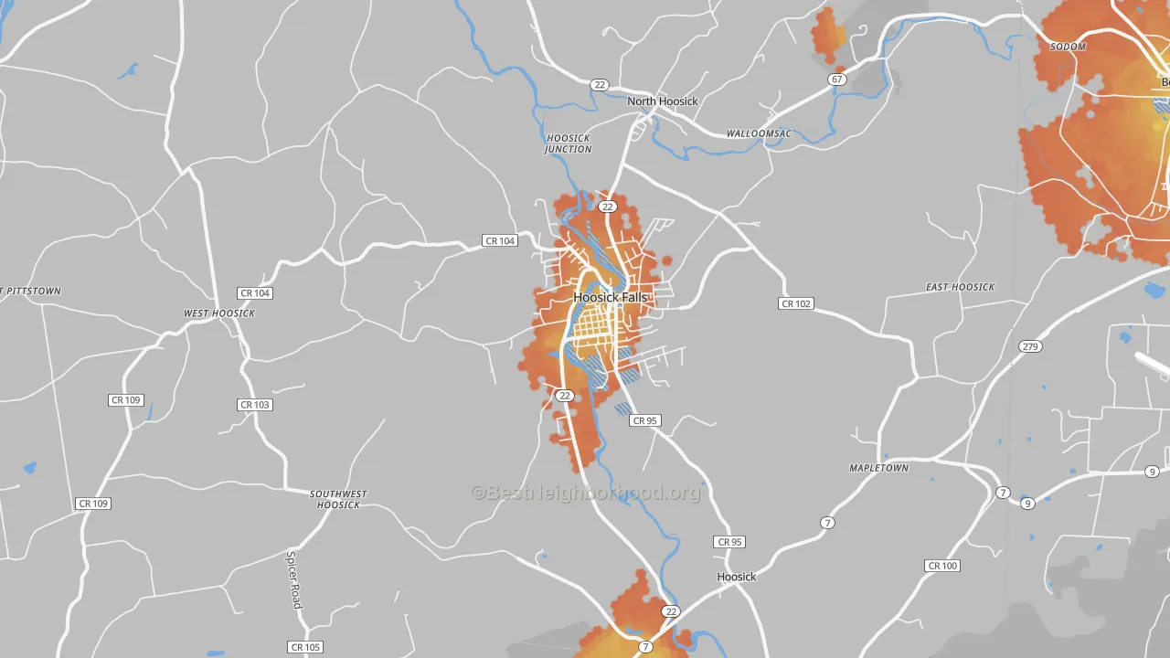 Bike Grade map of Hoosick Falls, NY