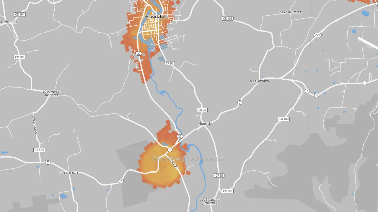 Bike Grade map of Hoosick, NY