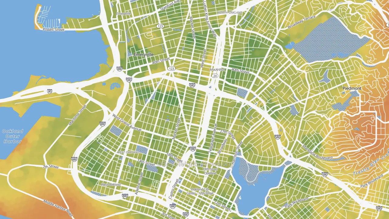 Bike Grade map of Hoover-Foster, Oakland, CA