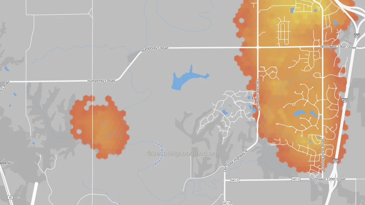 Bike Grade map of Hoover, MO