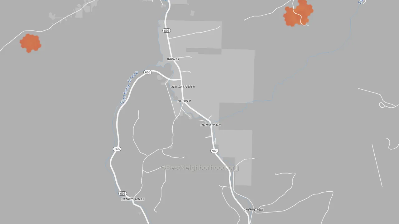Bike Grade map of Hoovers, PA
