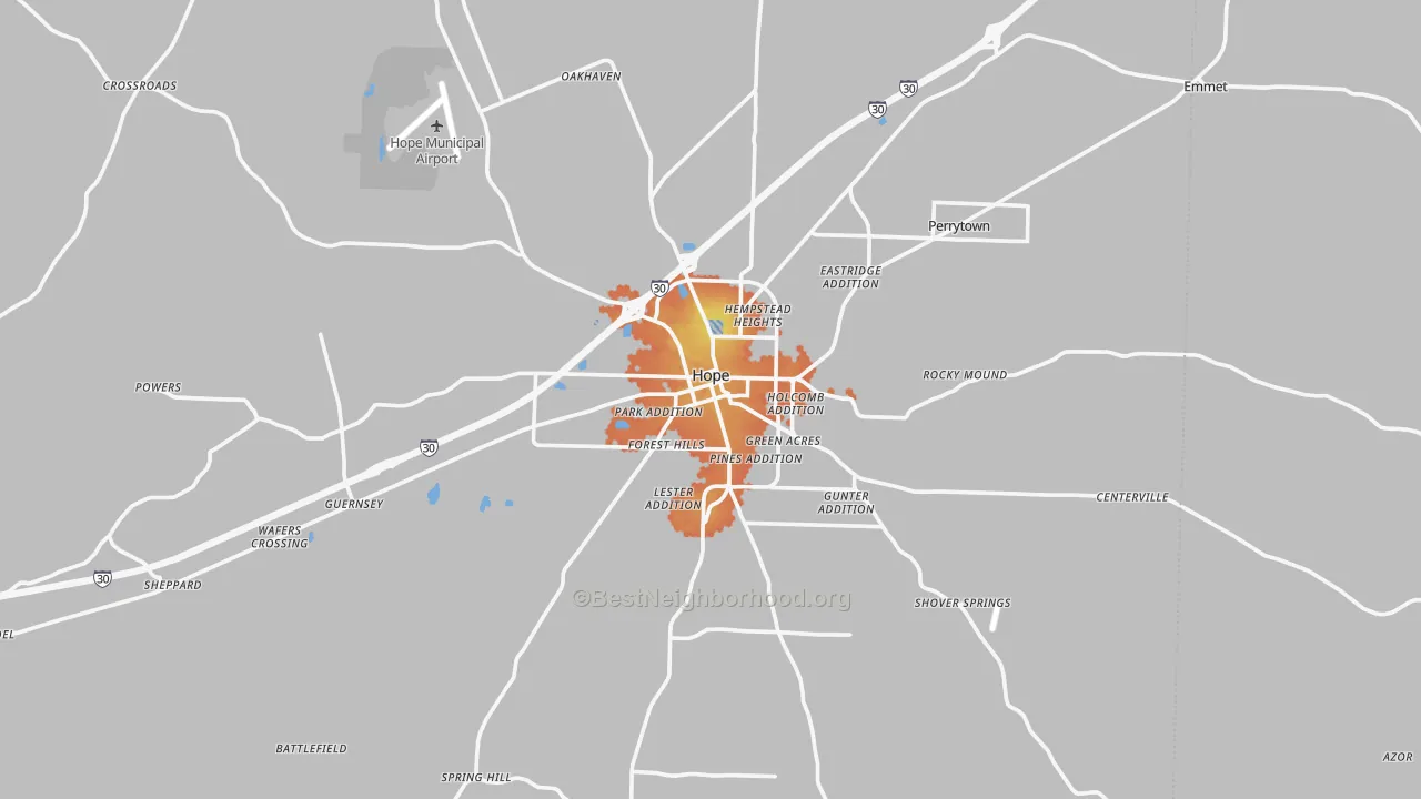 Bike Grade map of Hope, AR