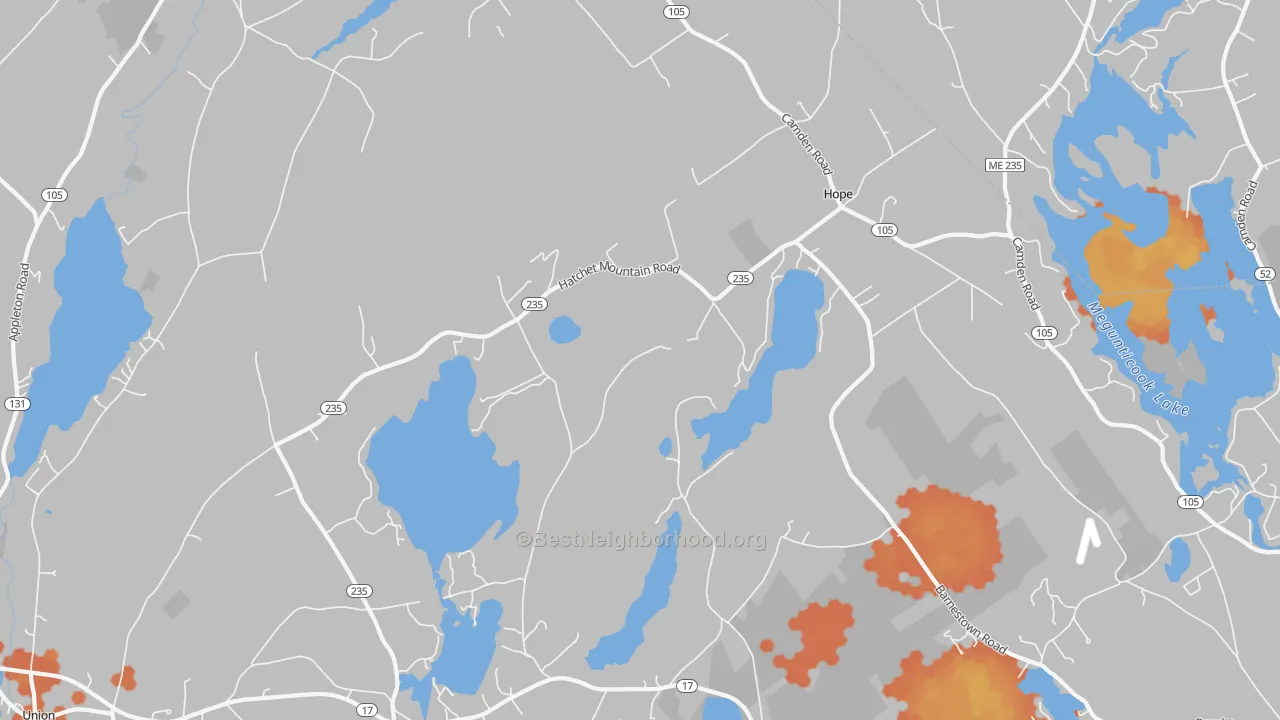 Bike Grade map of Hope, ME