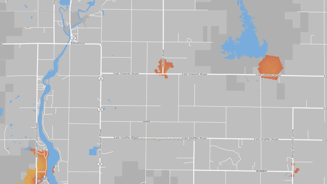 Bike Grade map of Hope, MI