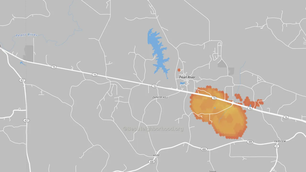 Bike Grade map of Hope, MS