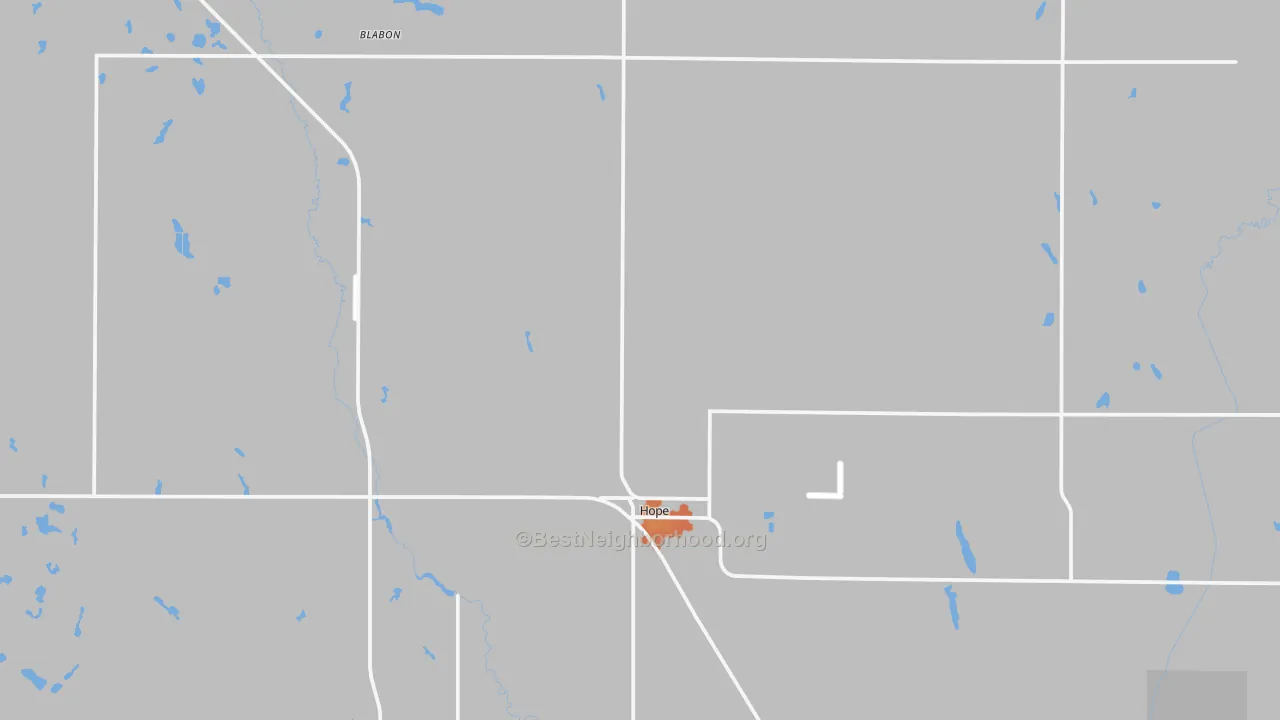 Bike Grade map of Hope, ND