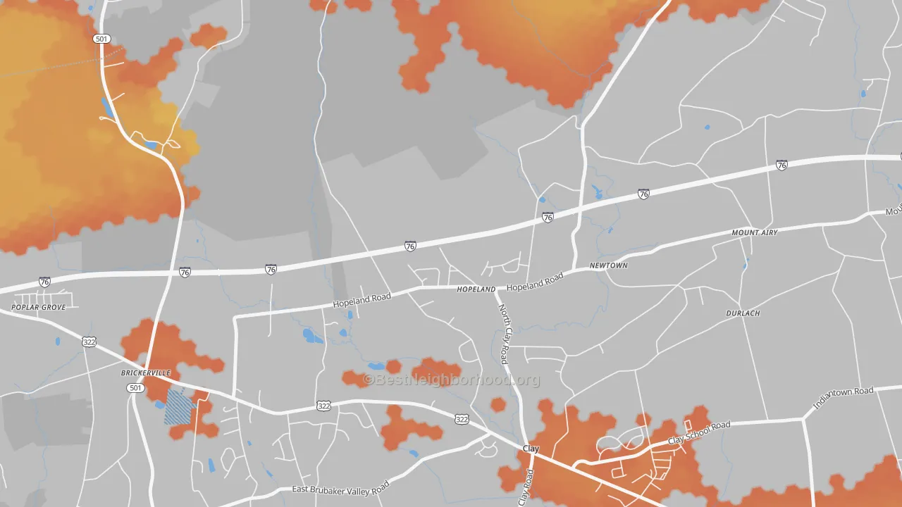 Bike Grade map of Hopeland, PA
