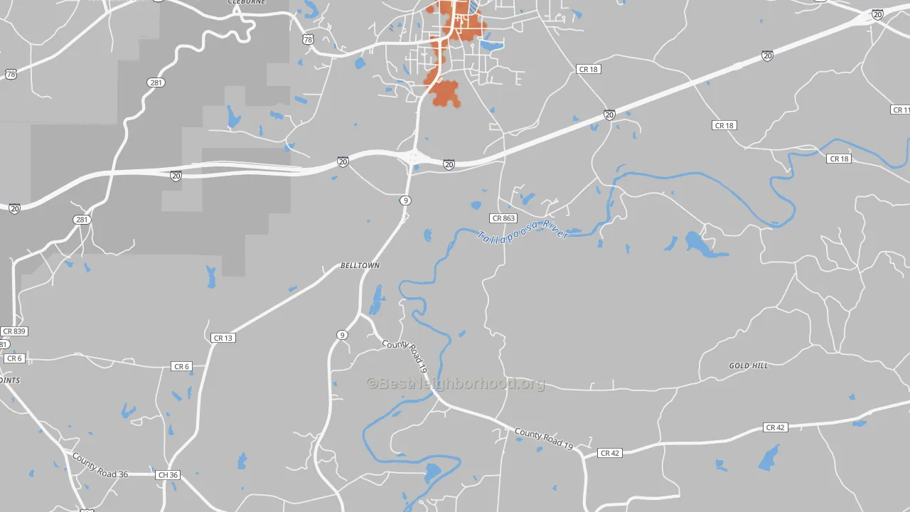 Bike Grade map of Hopewell, AL