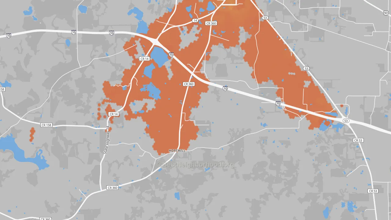 Bike Grade map of Hopewell, FL