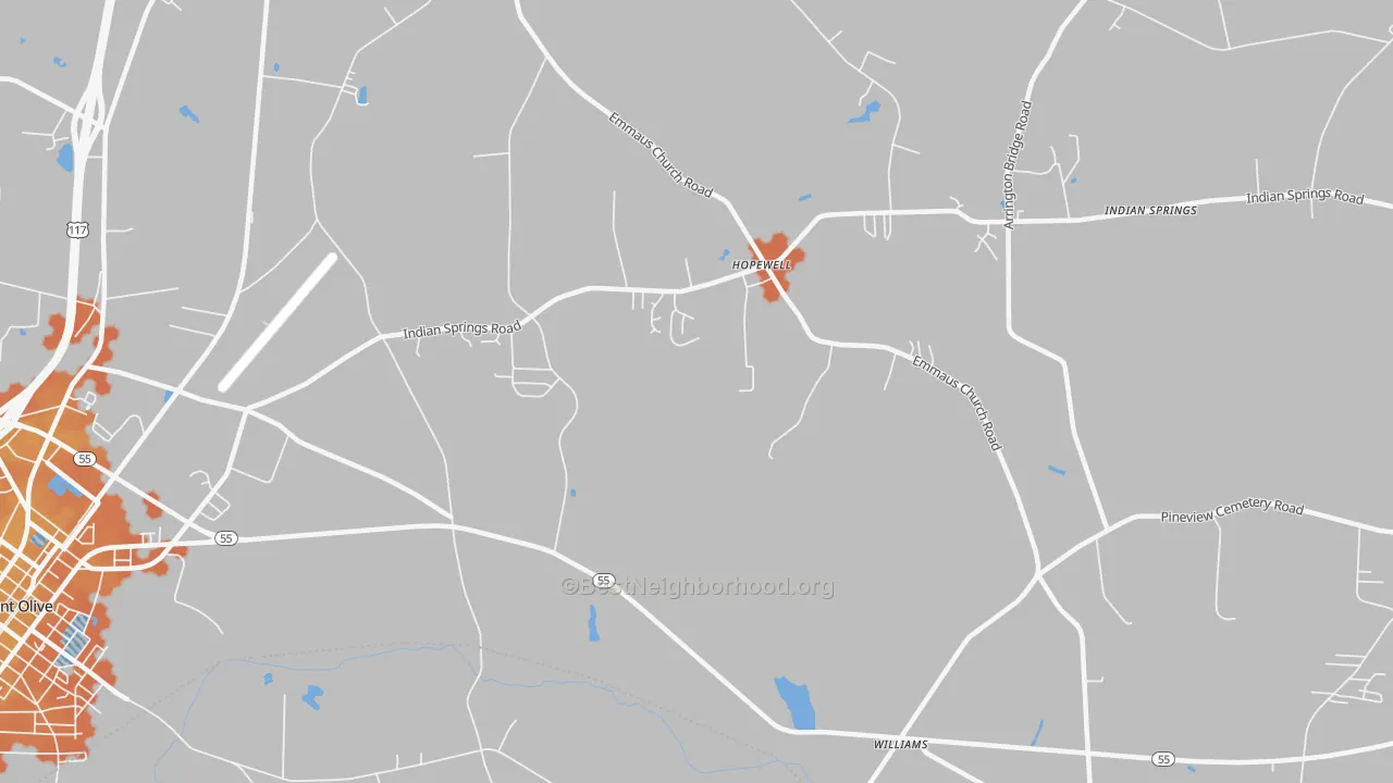 Bike Grade map of Hopewell, NC