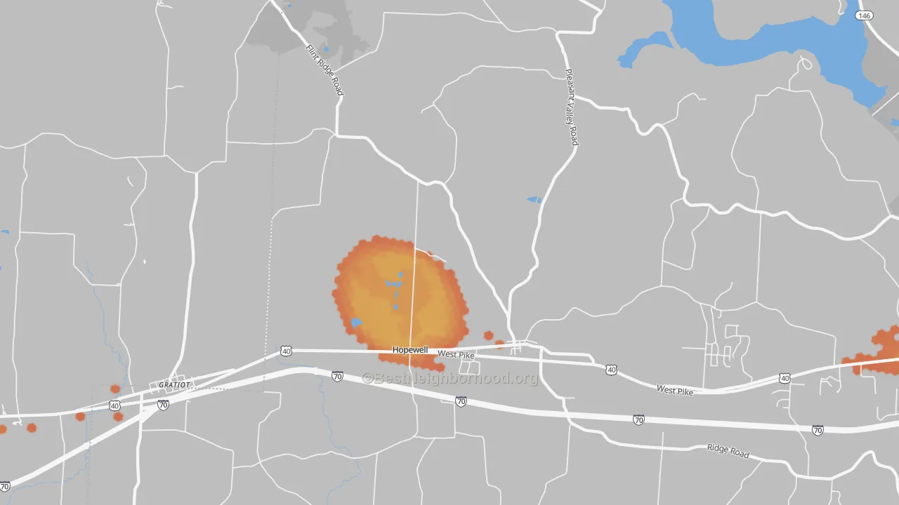 Bike Grade map of Hopewell, OH