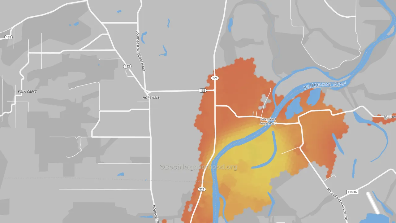 Bike Grade map of Hopewell, OR