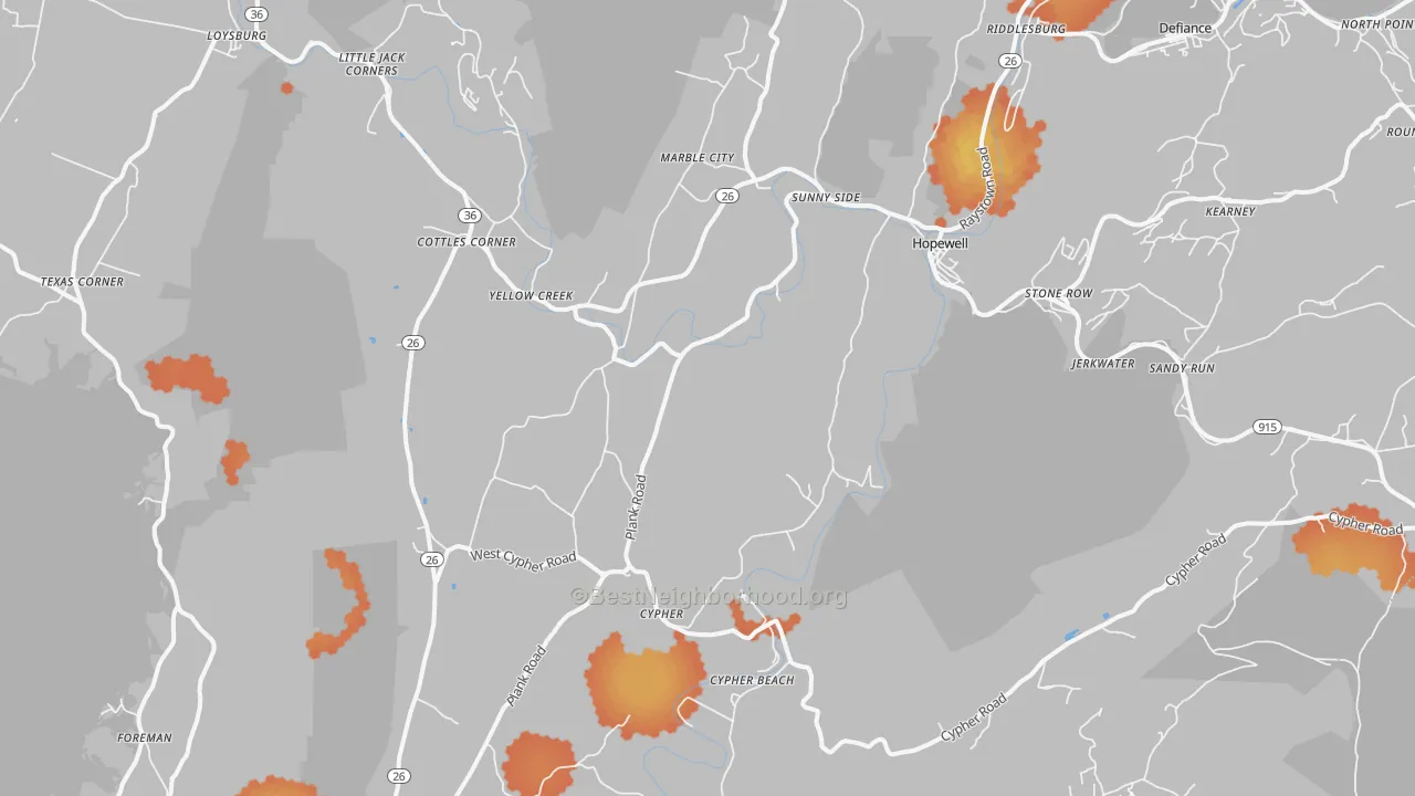 Bike Grade map of Hopewell, PA