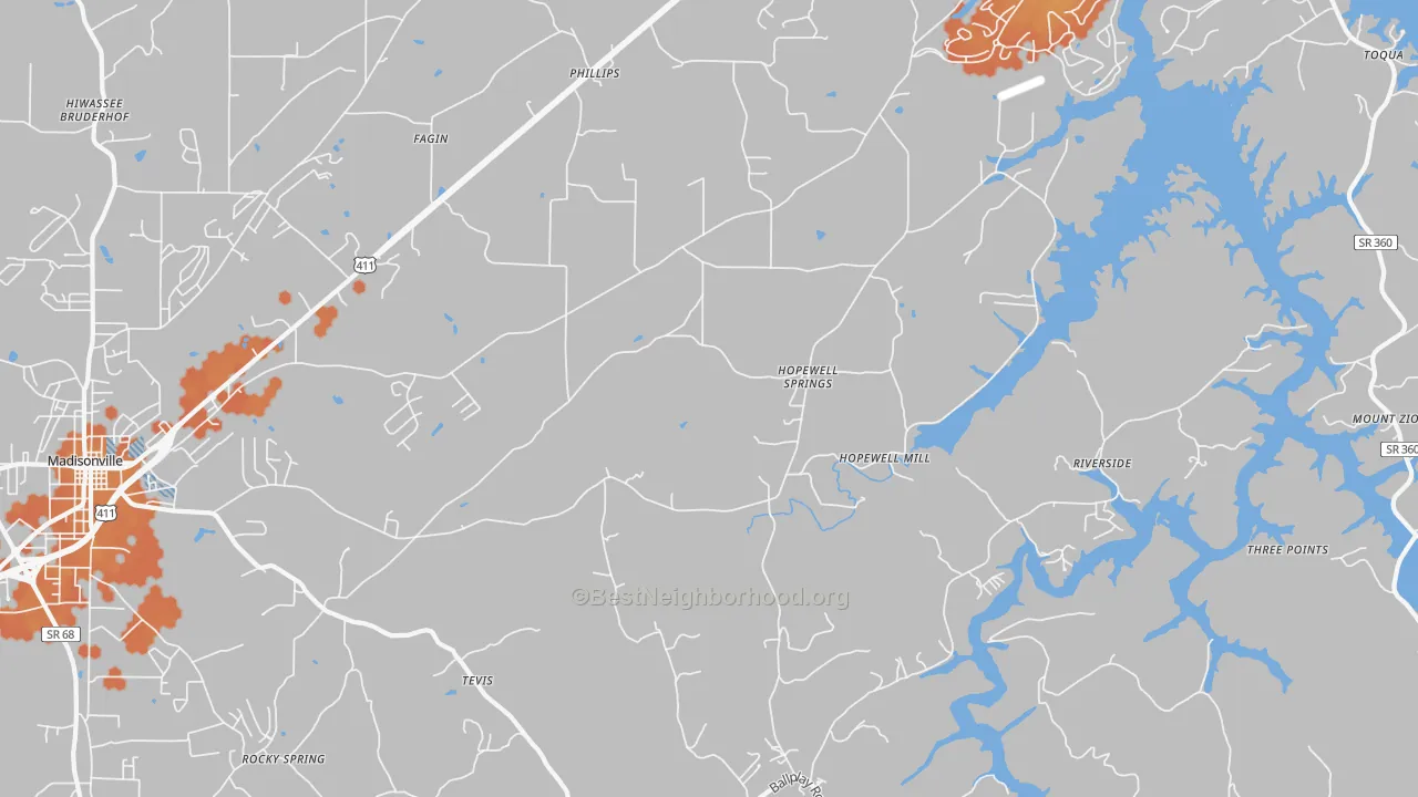 Bike Grade map of Hopewell Springs, TN