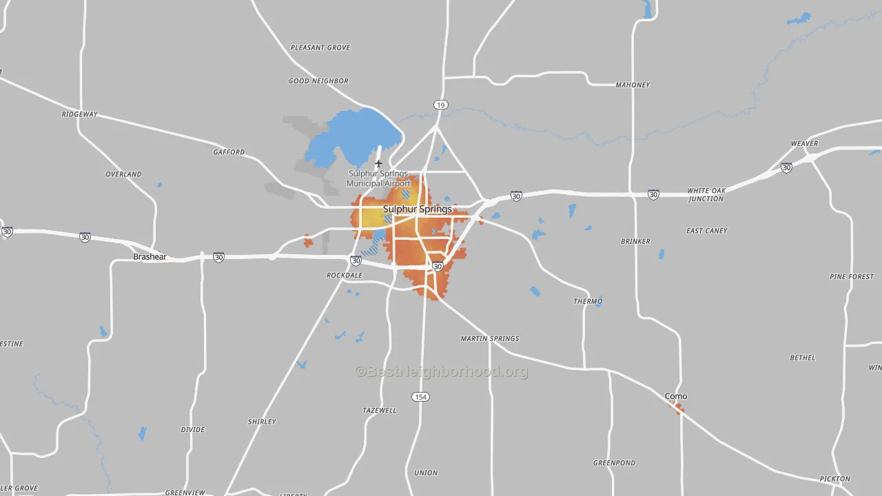 Bike Grade map of Hopkins County, TX