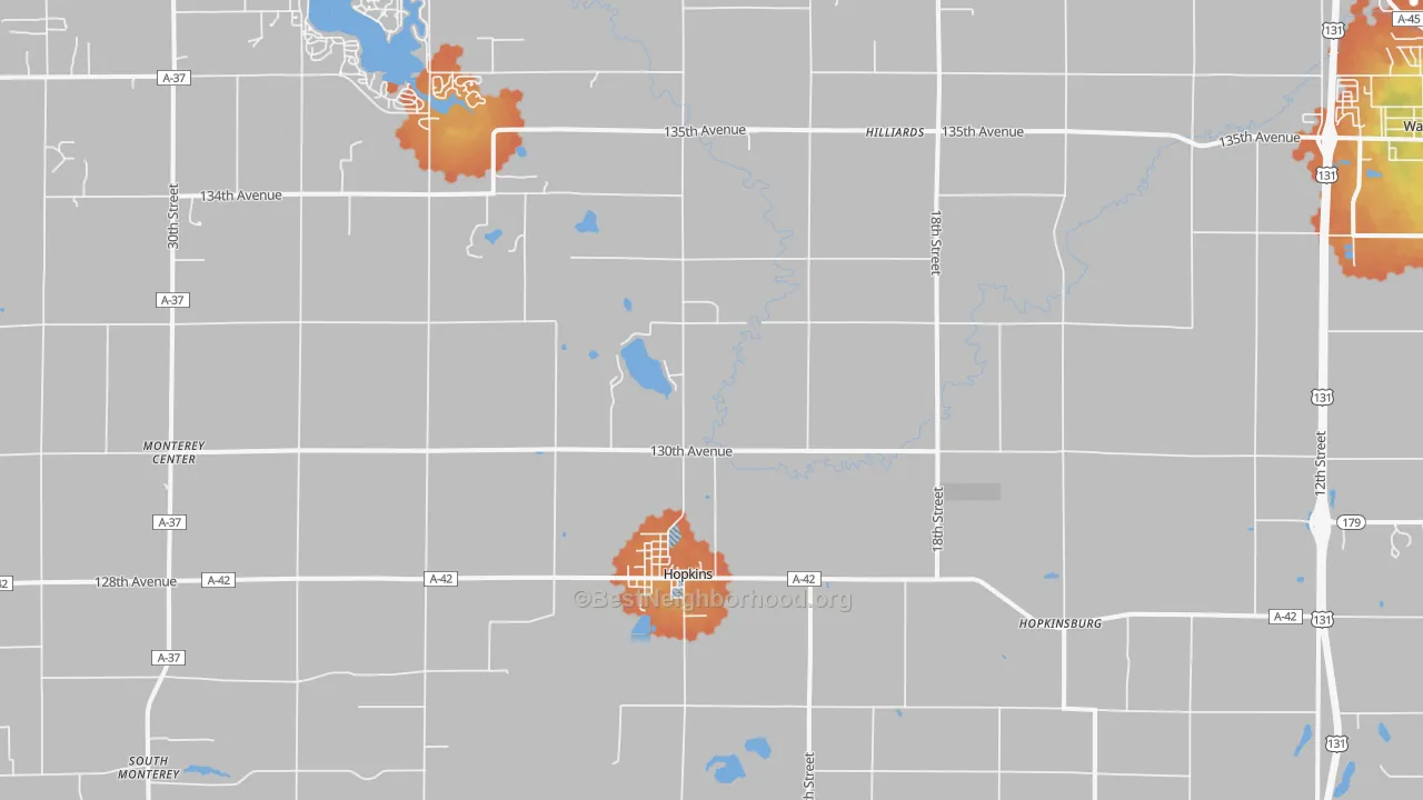 Bike Grade map of Hopkins, MI